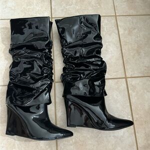 Faux leather high boots, never worn